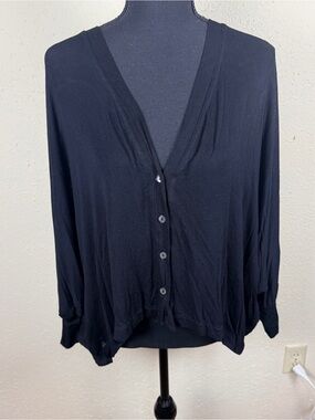 Emily Blu Women’s One Size Black Lightweight Button-Front Cardigan Stretchy